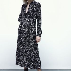 Zara Carlota Dress, size L, black & white print
